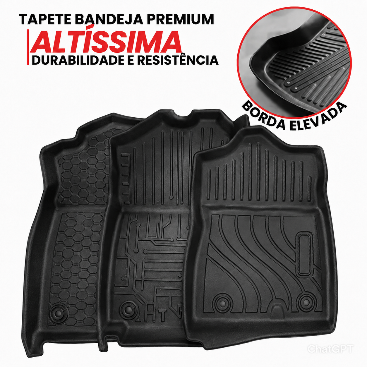 Tapete-bandeja 3D RM Automotivo sob medida